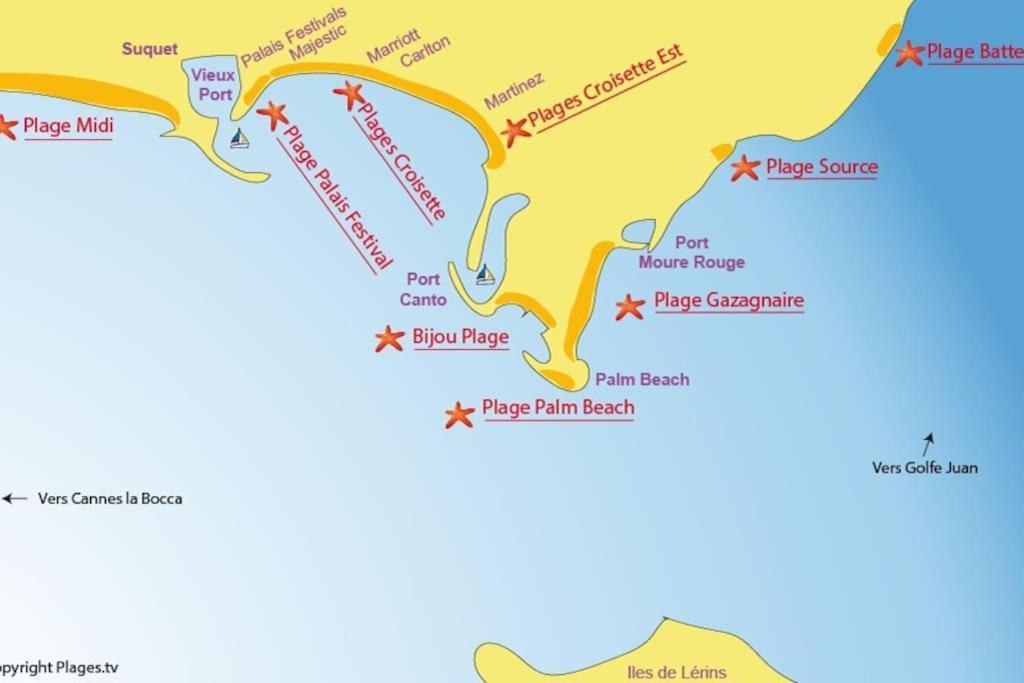 Cannes Palm Beach Parking, Clim, Wifi Plage 2' A Pieds Ngoại thất bức ảnh